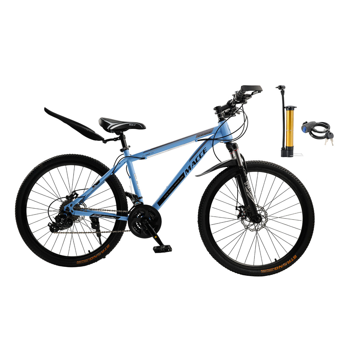 26" wheels 27 speed double disc brake mountain bike MTB for adults Blue