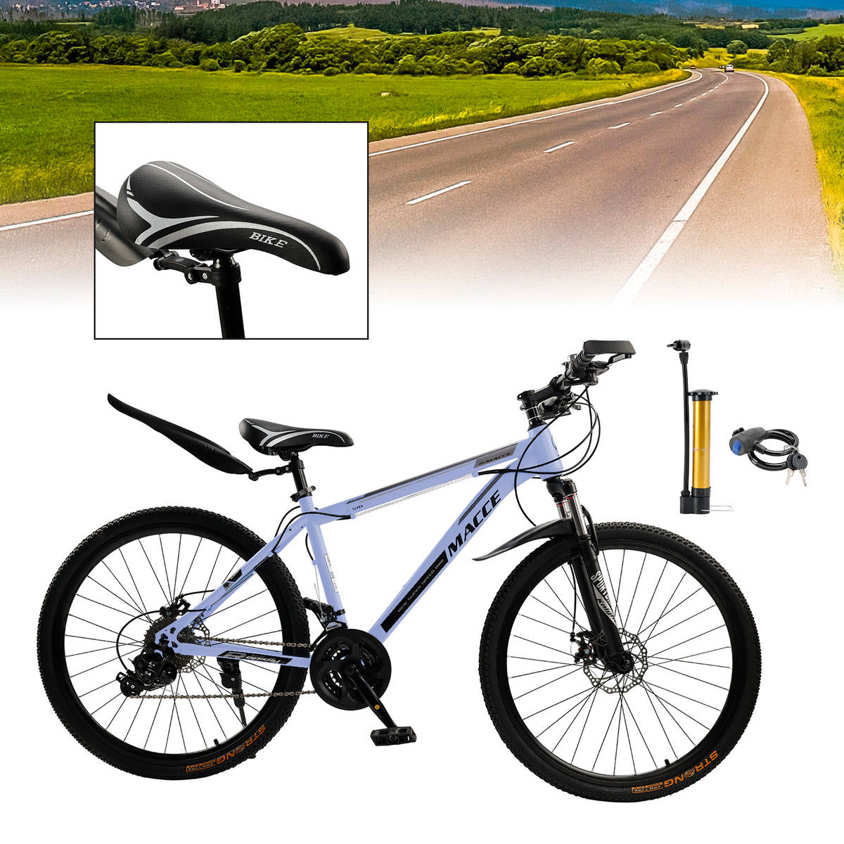 26" wheels 27 speed double disc brake mountain bike MTB for adults Gray