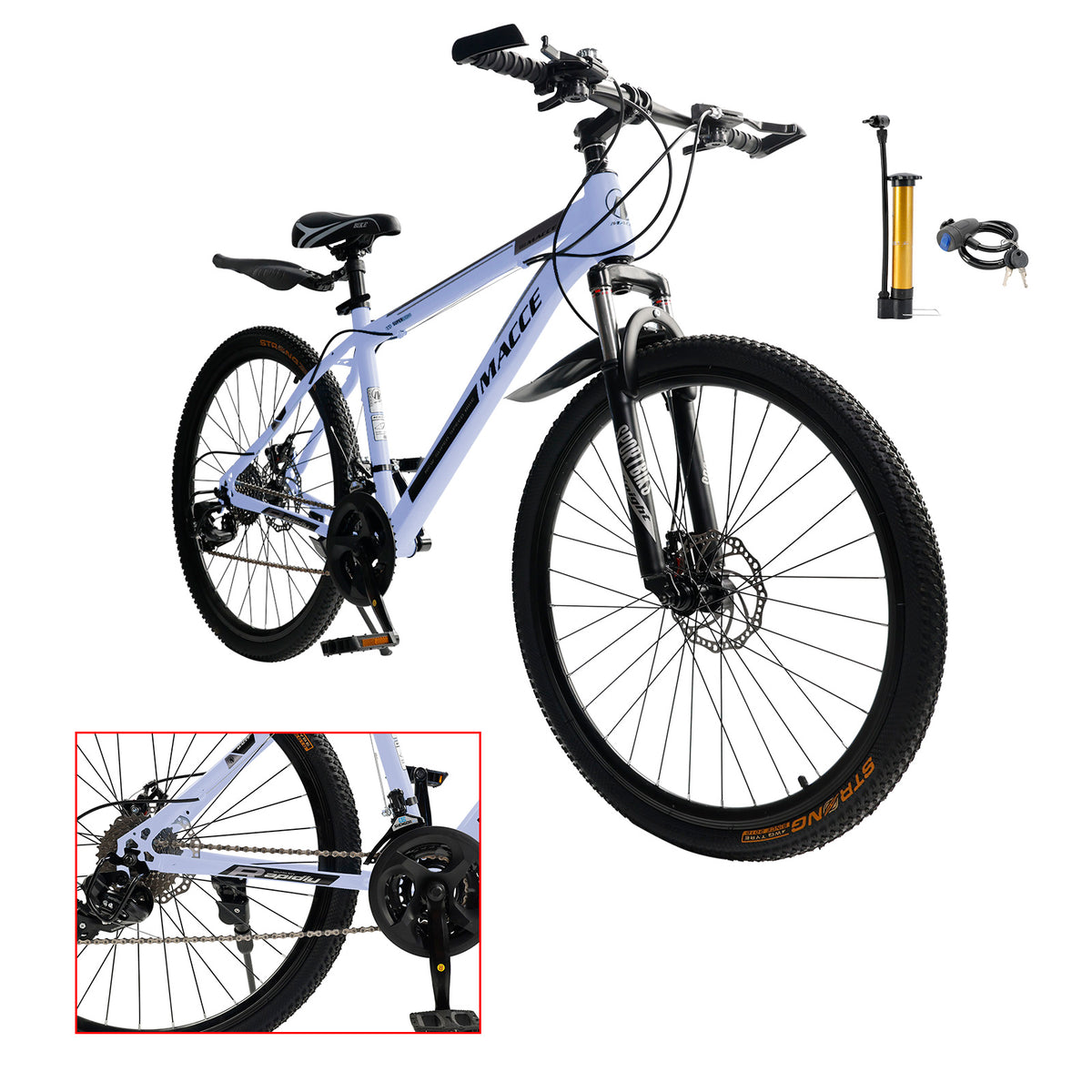 26" wheels 27 speed double disc brake mountain bike MTB for adults Gray