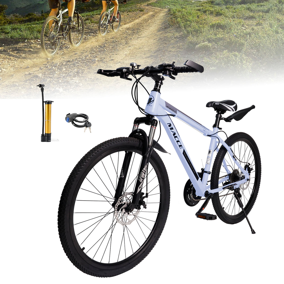 26" wheels 27 speed double disc brake mountain bike MTB for adults Gray