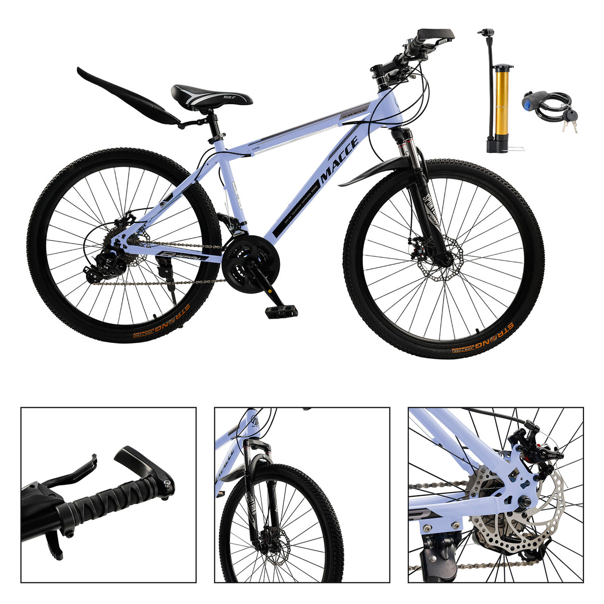 26" wheels 27 speed double disc brake mountain bike MTB for adults Gray