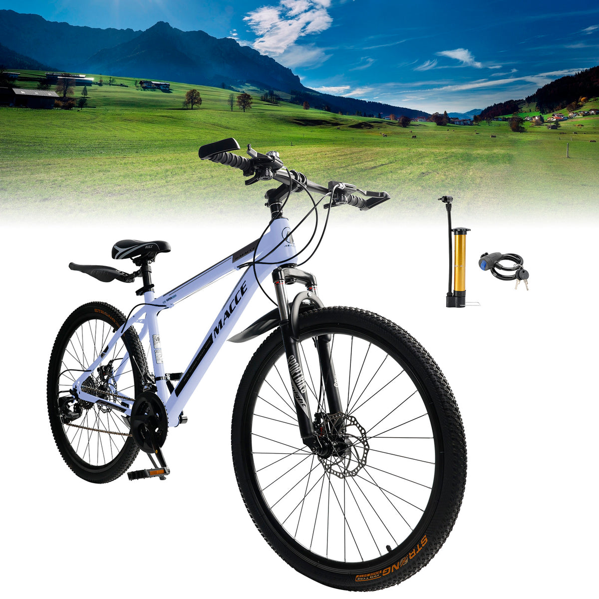 26" wheels 27 speed double disc brake mountain bike MTB for adults Gray