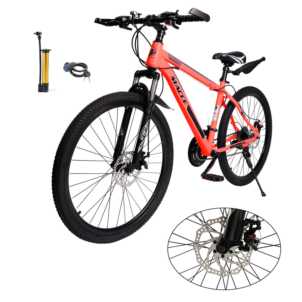 26" wheels 27 speed double disc brake mountain bike MTB for adults Red