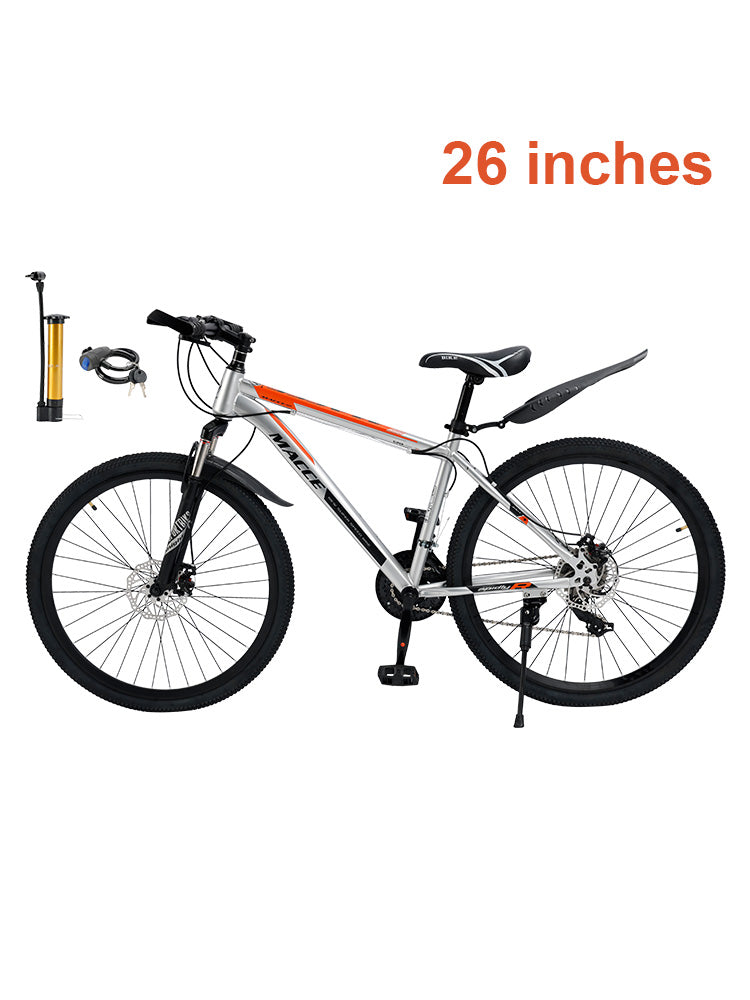26" wheels 27 speed double disc brake mountain bike MTB for adults Silver