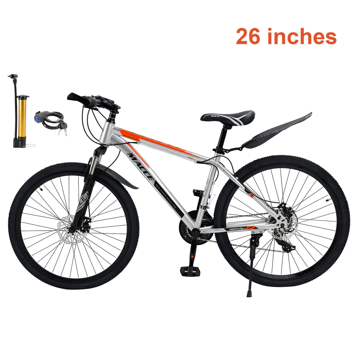 26" wheels 27 speed double disc brake mountain bike MTB for adults Silver