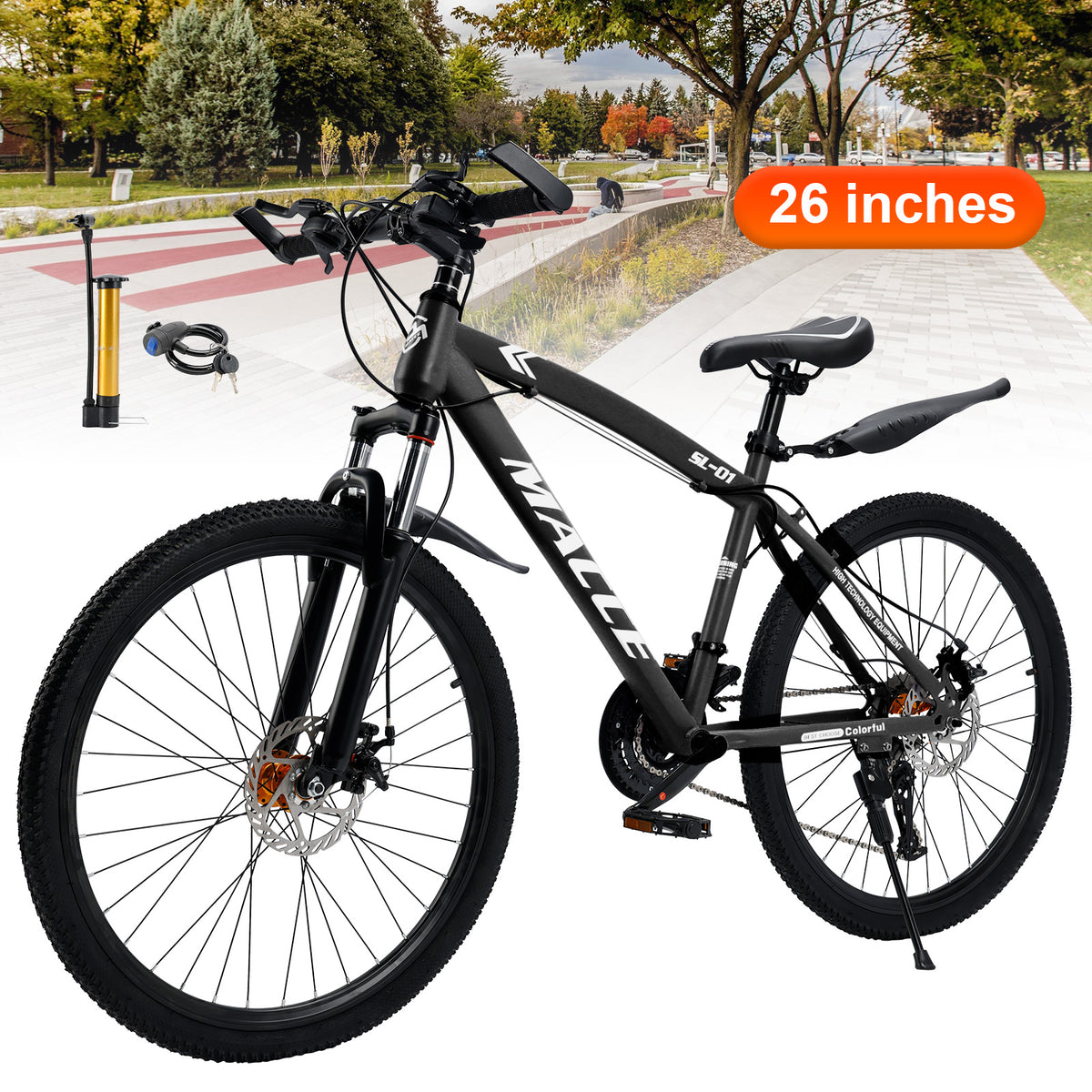 26" Black 27 speed double disc brake Suspension Fork mountain bike MTB for adult