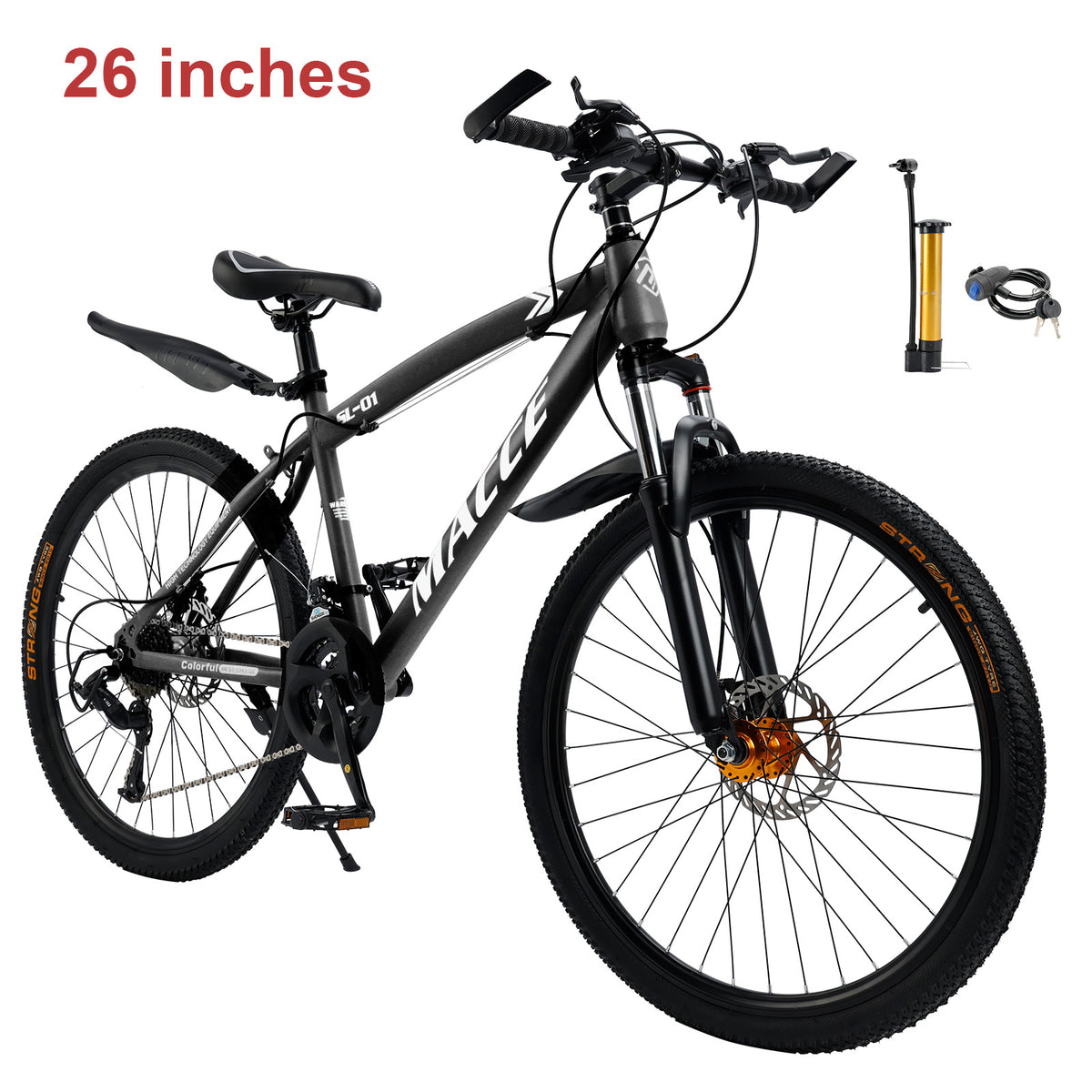 26" Black 27 speed double disc brake Suspension Fork mountain bike MTB for adult