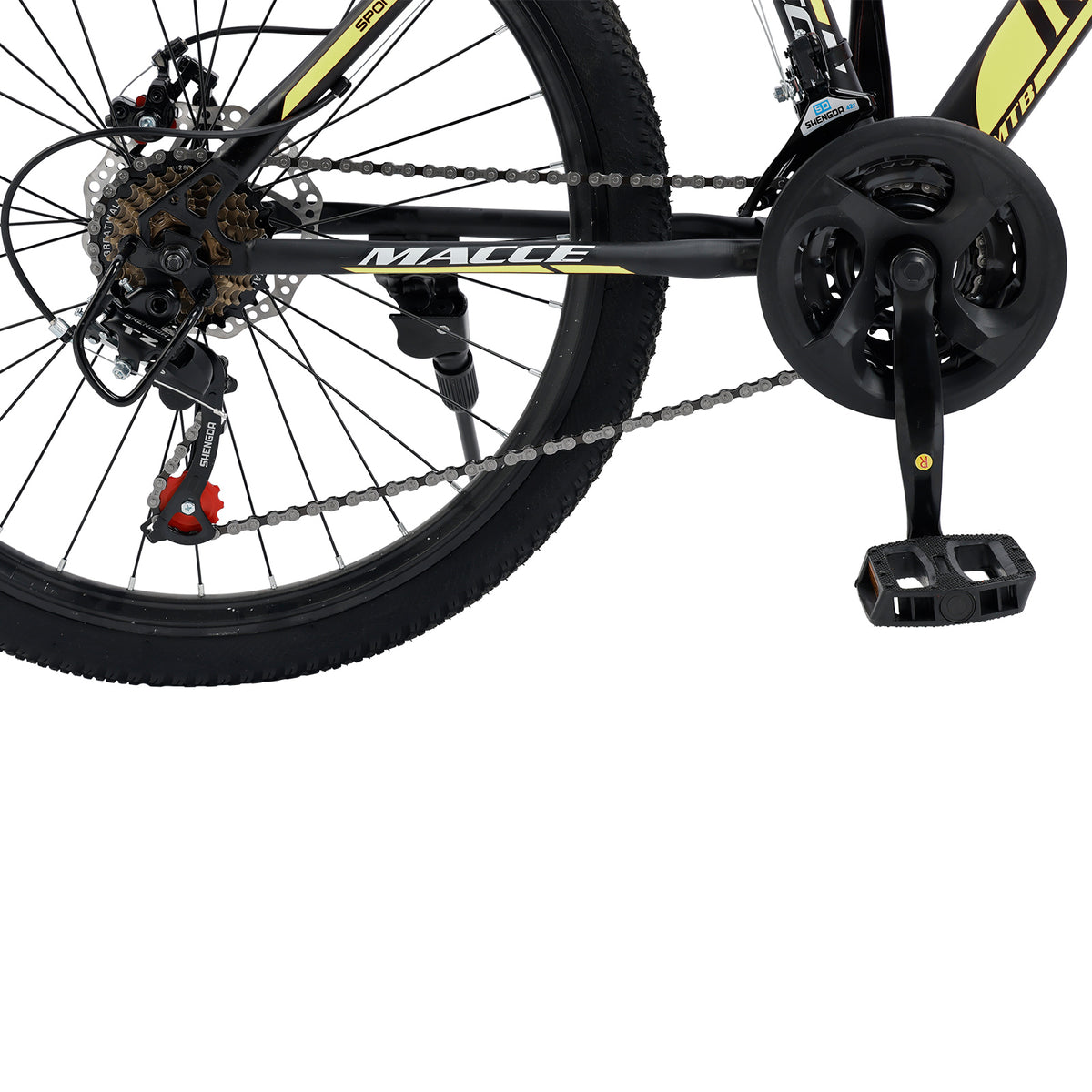 26" Spoke Wheel 24 Speed Mountain Bicycle Adult Bike MTB w/ fender Red+Yellow