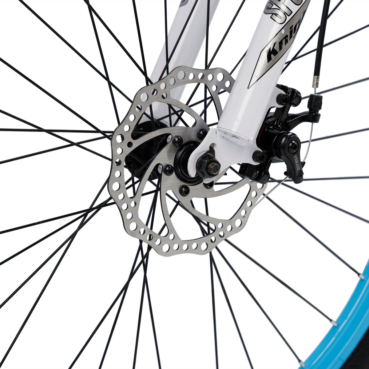 Unisex 26" Spoke Wheel 24 Speed Mountain Bike MTB with Disc Brake White+Blue