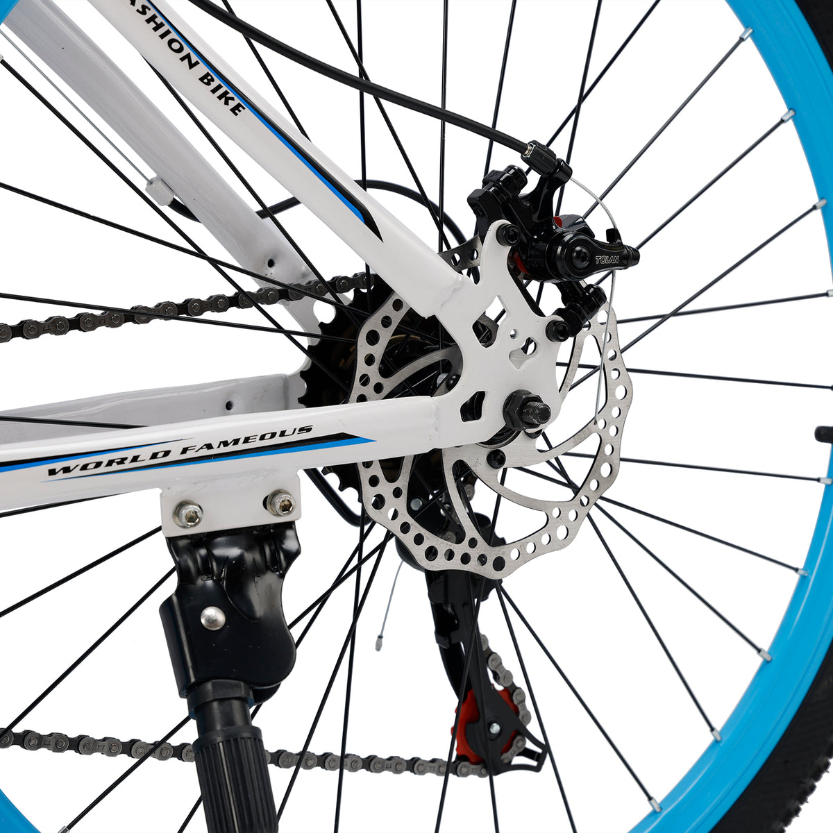 Unisex 26" Spoke Wheel 24 Speed Mountain Bike MTB with Disc Brake White+Blue