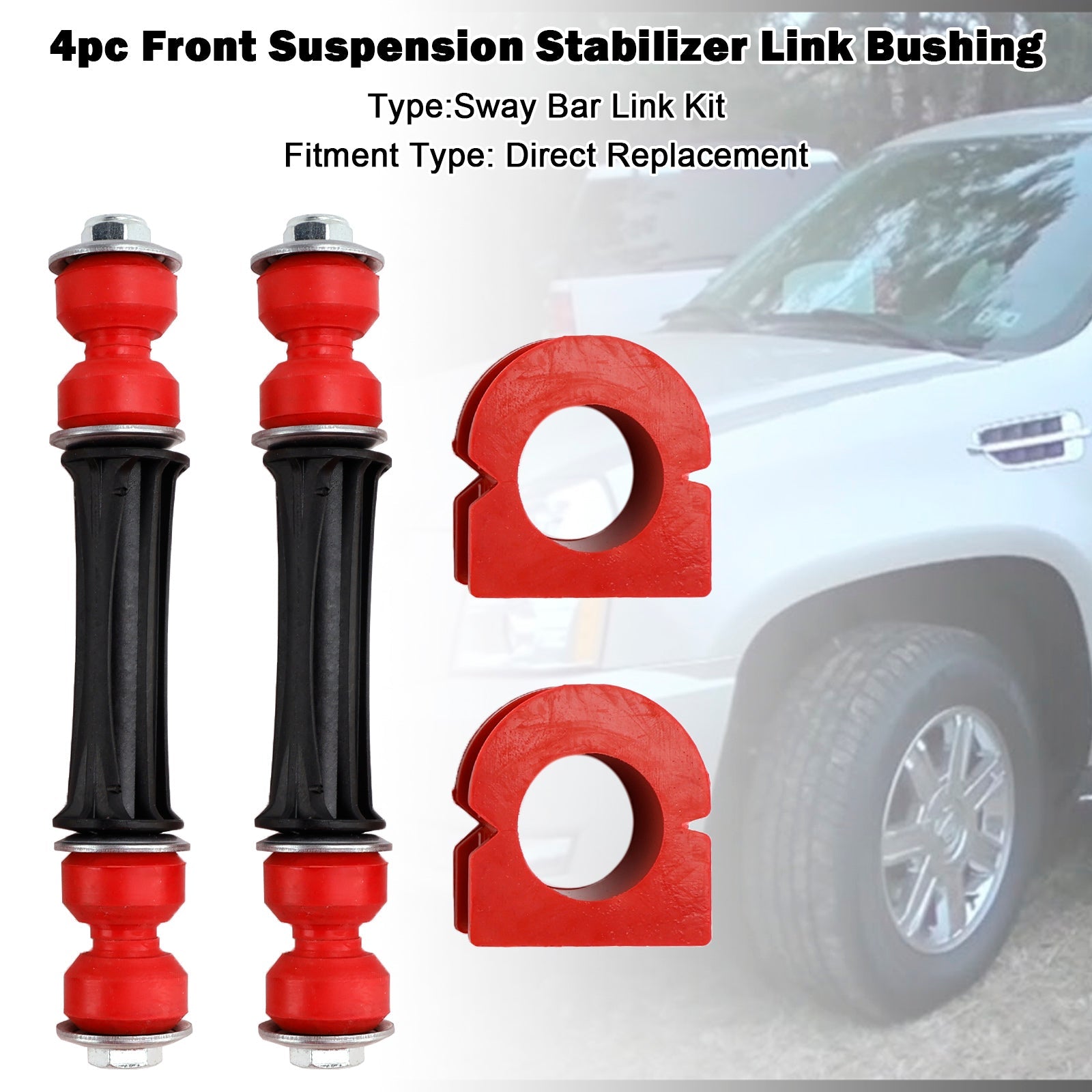 4pc Front Suspension Stabilizer Link & Bushing Kit K700538 For Cadillac