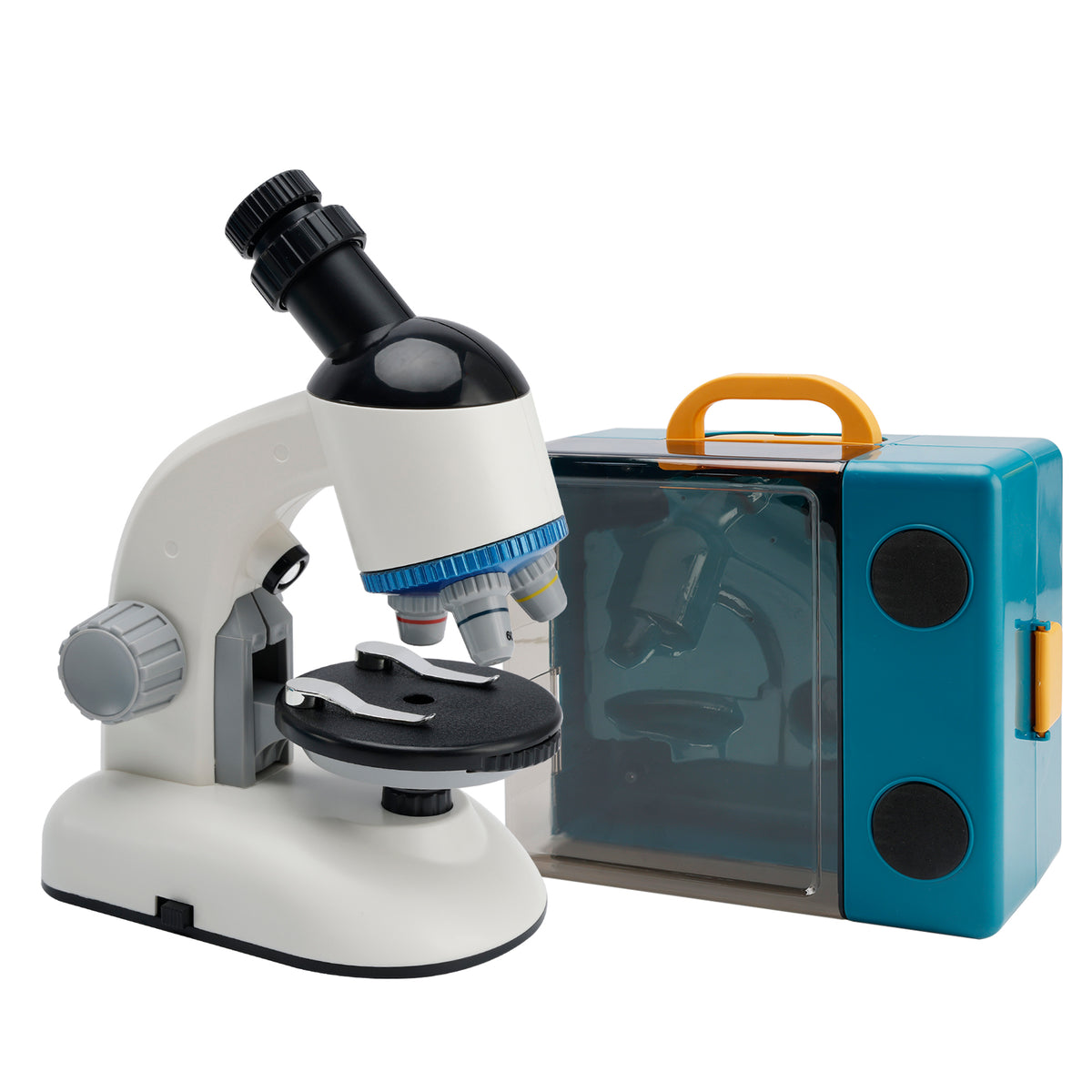 Rotating Microscope LED 100X-1200X Magnification Science Toys Kit For Kid White