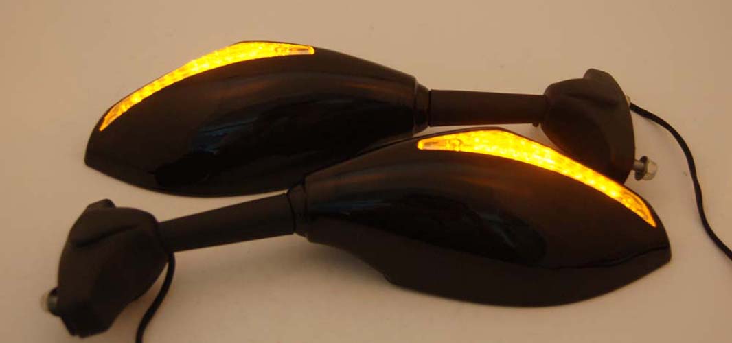 Universal Moto LED Turn Signal Mirrors For Honda Kawasaki Suzuki Yamaha