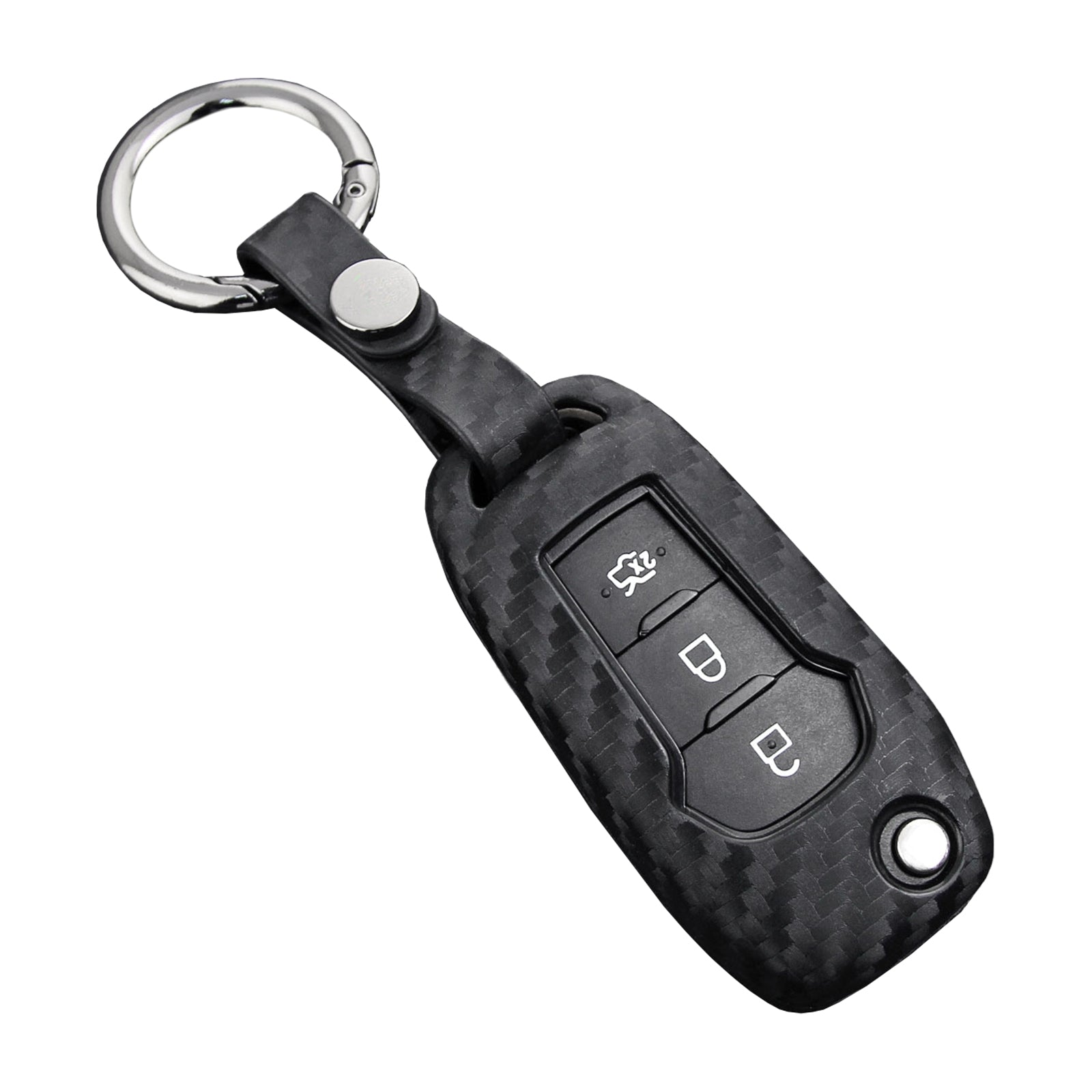 Leather Silicone Car Key Case Cover With Buckle For Ford