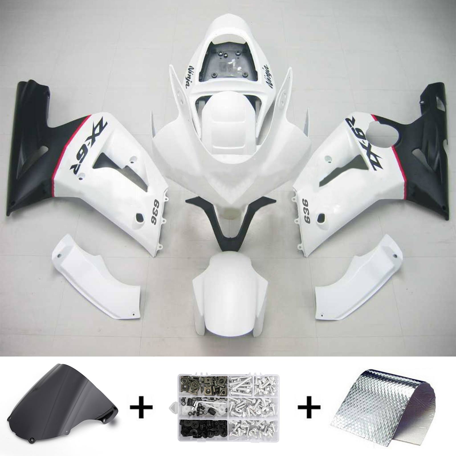 2003-2004 Kawasaki ZX6R 636 Amotopart Injection Fairing Kit Bodywork Plastic ABS #109