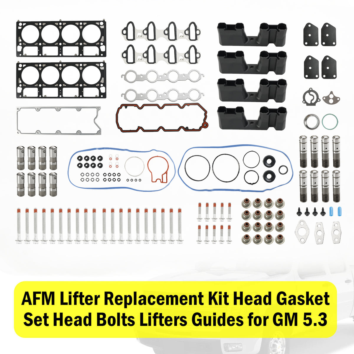 2007-2014 Chevrolet Suburban 1500 5.3L 5328CC 325CID V8 FLEX OHV, (16 Valve) AFM Lifter Replacement Kit Head Gasket Set Head Bolts Lifters Guides Generic