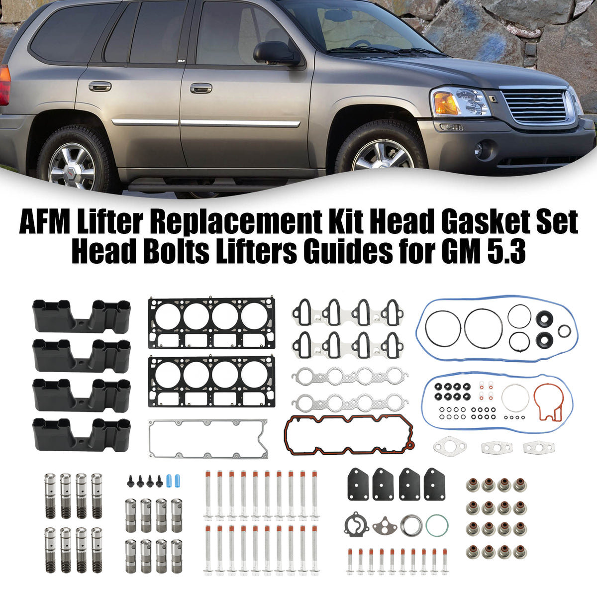 2007-2014 Chevrolet Suburban 1500 5.3L 5328CC 325CID V8 FLEX OHV, (16 Valve) AFM Lifter Replacement Kit Head Gasket Set Head Bolts Lifters Guides Generic