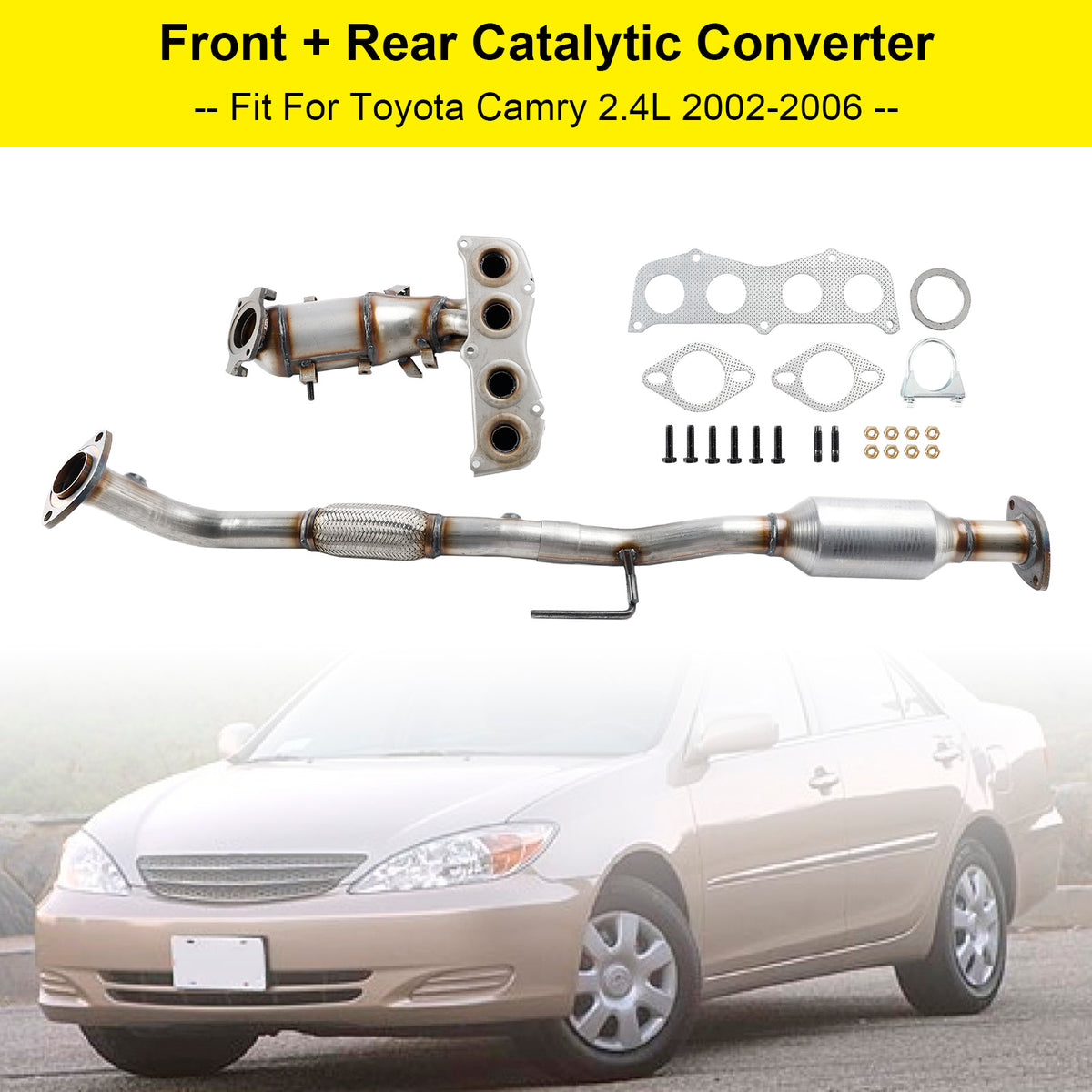 Front + Rear Exhaust Catalytic Converter For Toyota Camry 2.4L 2002 2003-2006