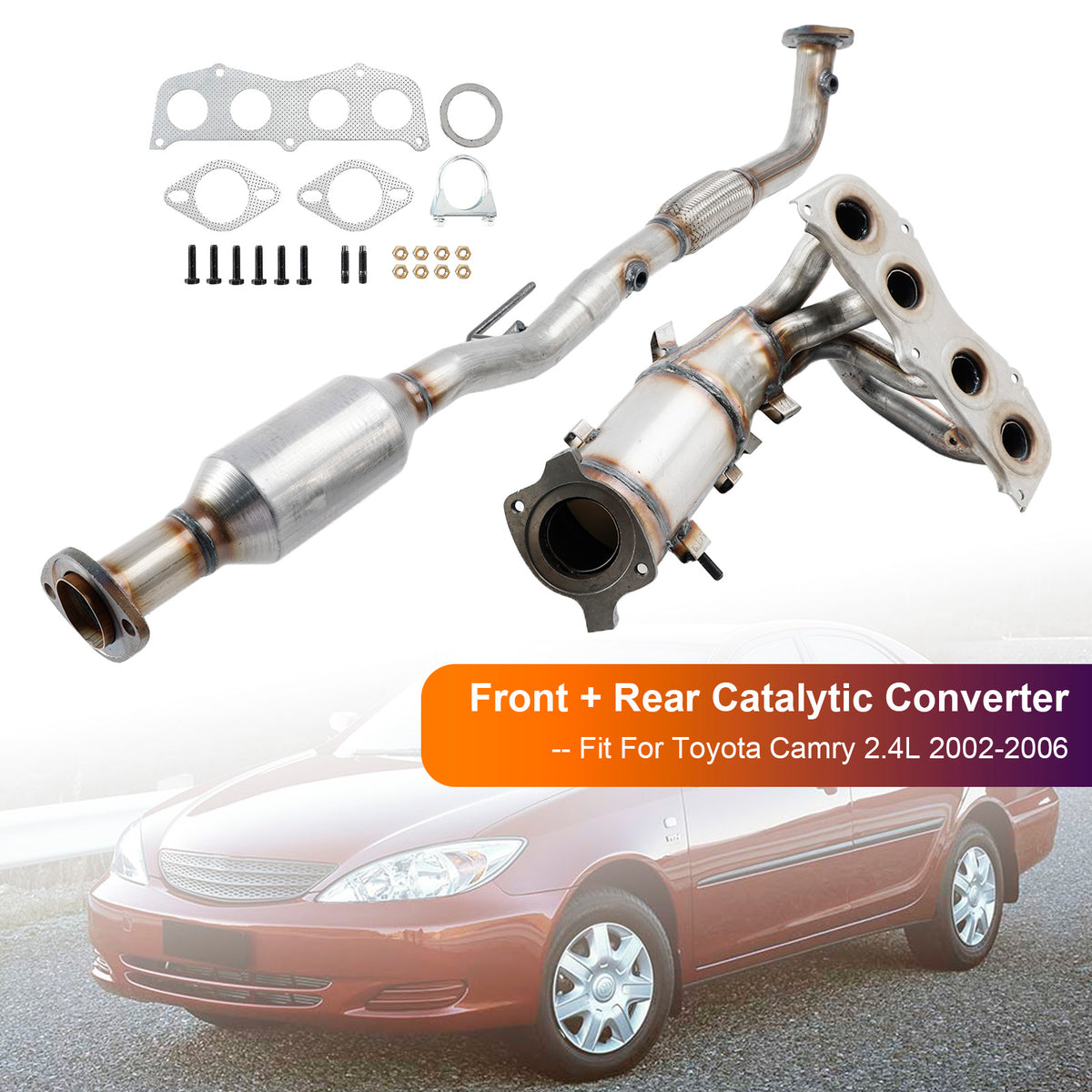 Front + Rear Exhaust Catalytic Converter For Toyota Camry 2.4L 2002 2003-2006