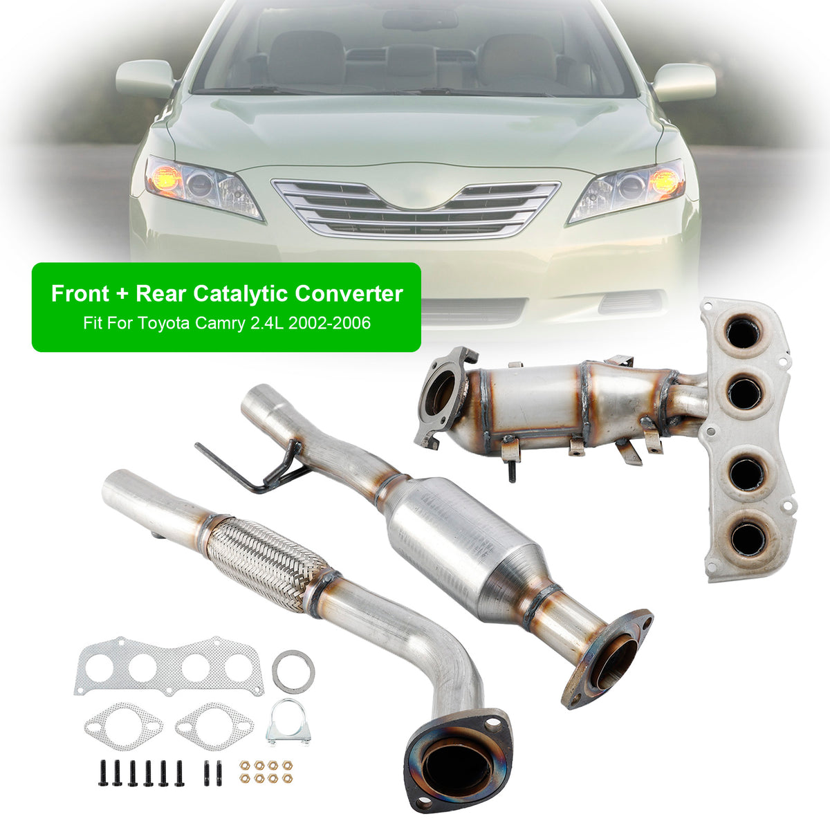 Front + Rear Exhaust Catalytic Converter For Toyota Camry 2.4L 2002 2003-2006