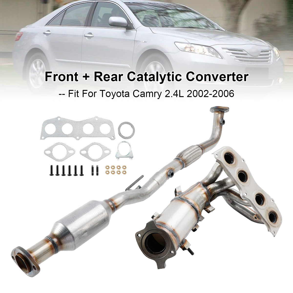 Front + Rear Exhaust Catalytic Converter For Toyota Camry 2.4L 2002 2003-2006