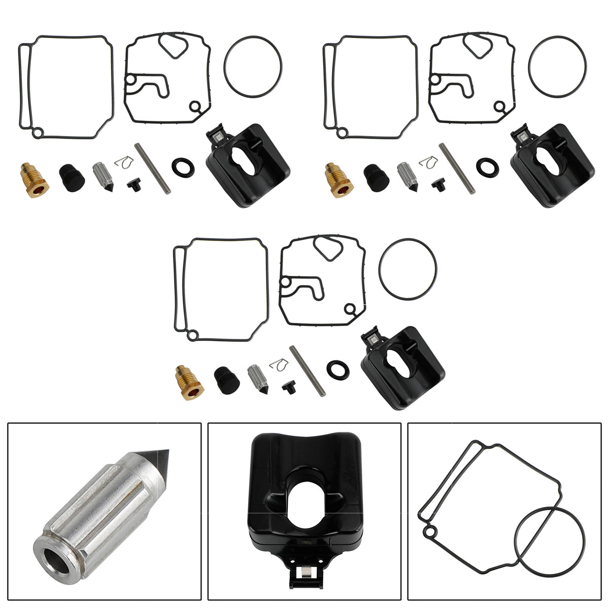 3X Carburetor Carb Rebuild Kit fit for Yamaha 3 Cyl 2.834 Bore 60HP 70HP 1992-06