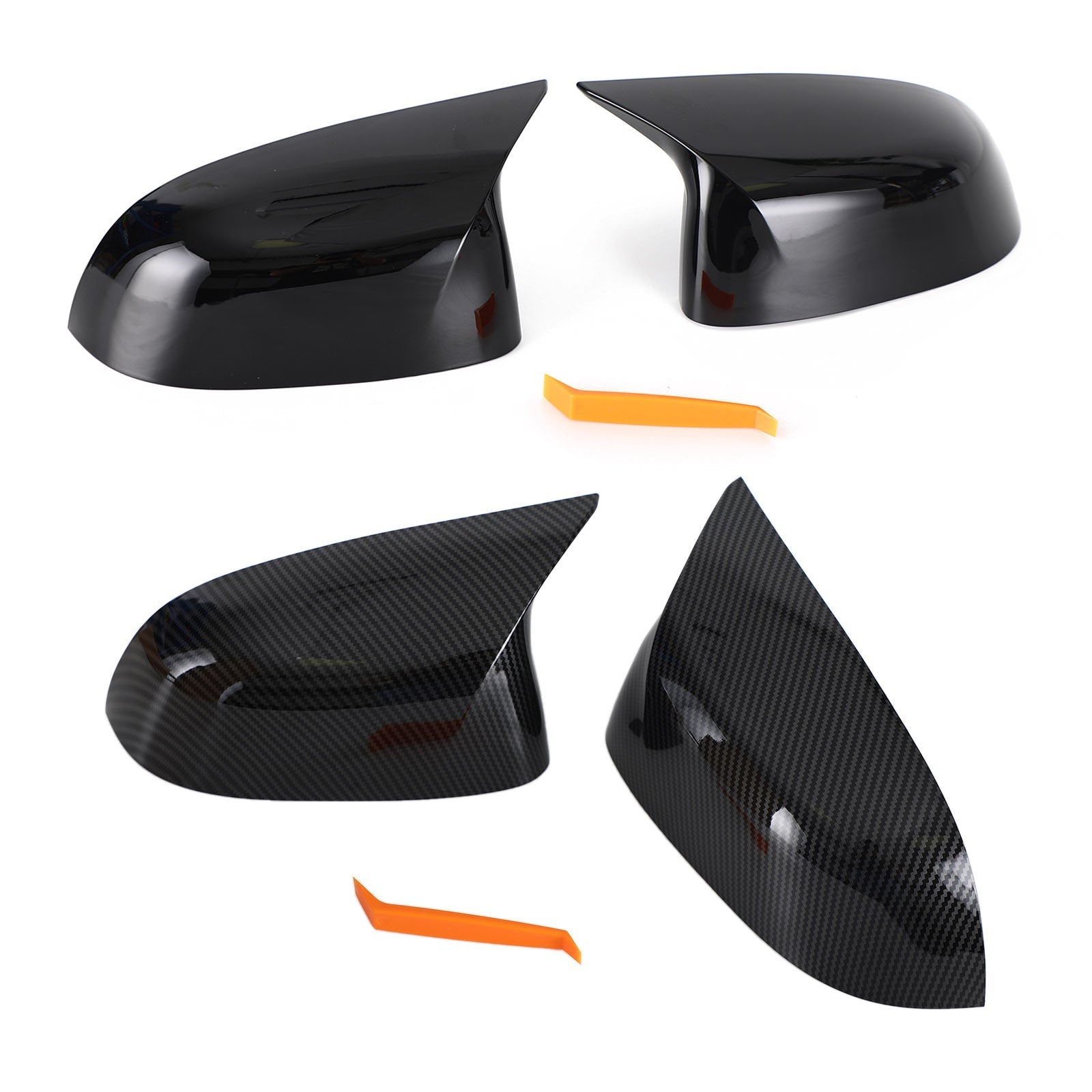 2x Black Rear View Side Mirror Cover Caps For BMW X3 X4 X5 X6 G01 G02 G05 G06
