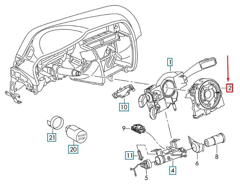 2013-2016 Seat Leno Steering Angle Sensor Clock Spring Module 5Q0953549E