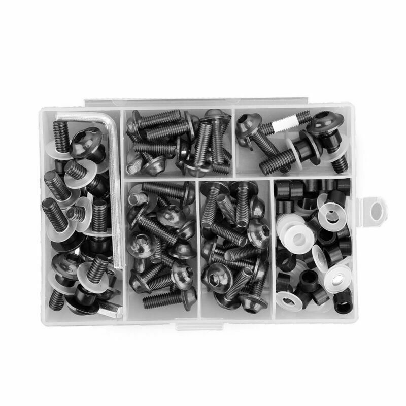 158Pcs Sportbike Windscreen Fairing Bolts Kit Fastener Clips Screws Black