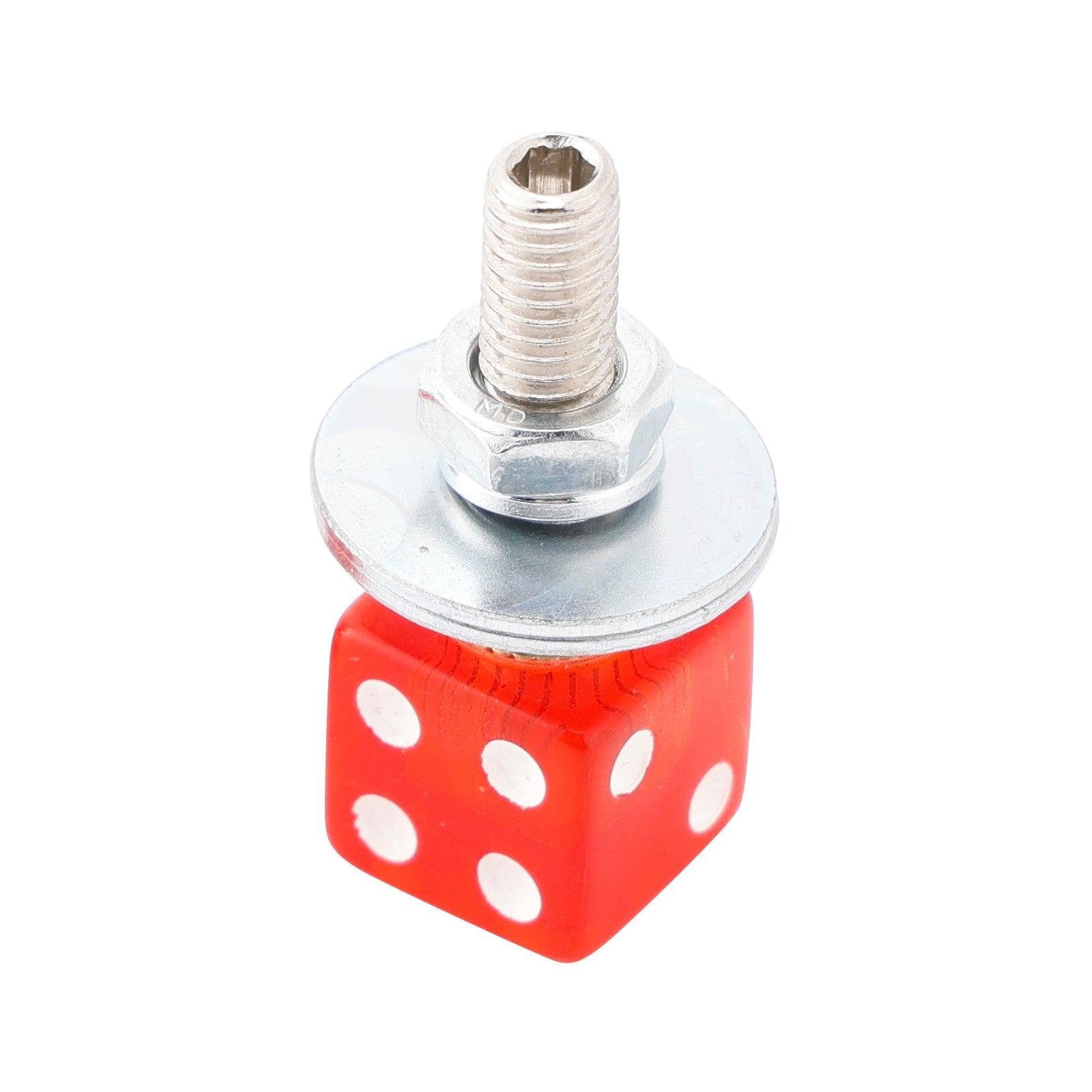 2x Motorcycle Bike Plastic Red Dice License Plate Bolt On Screw On Frame Nut