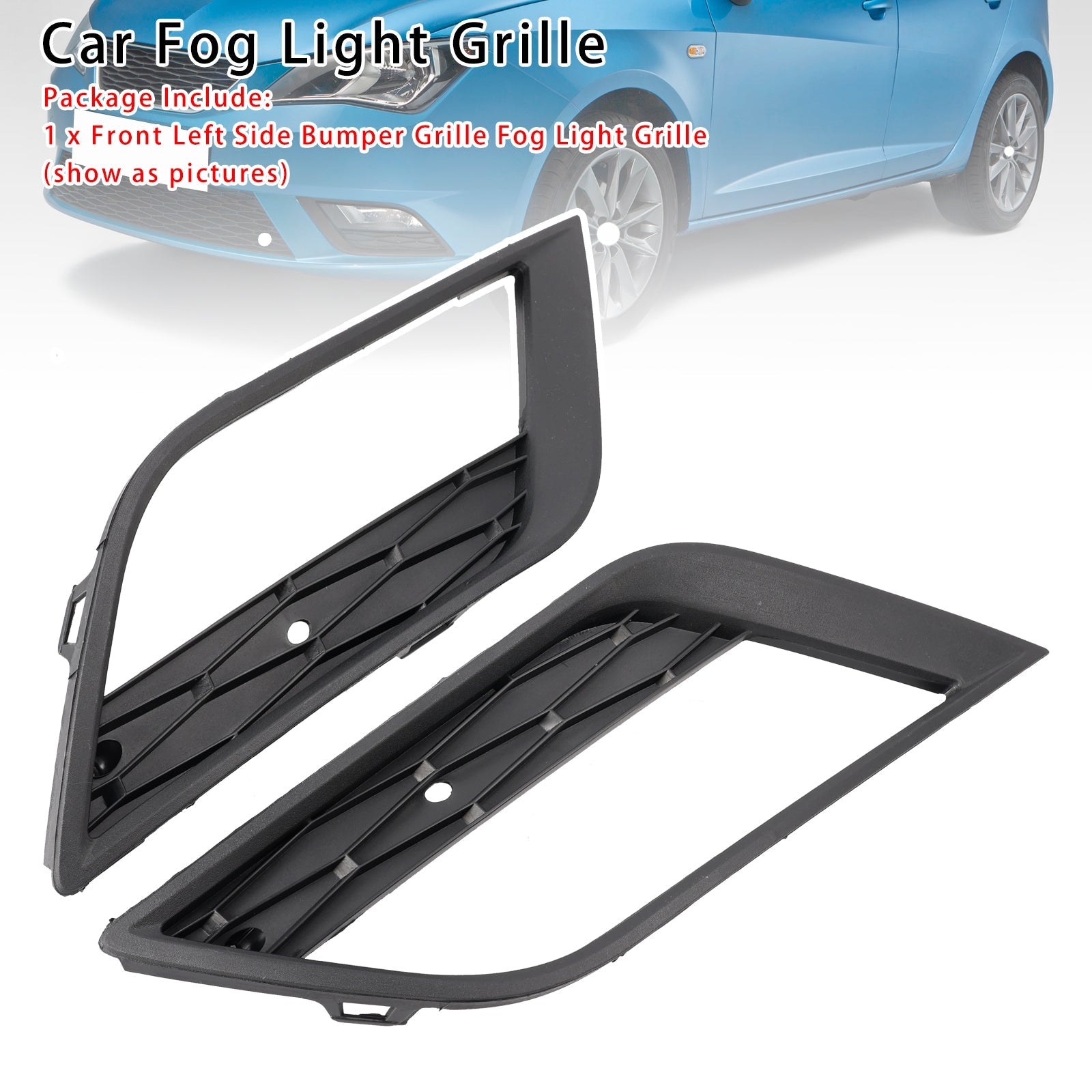 2013-2016 Seat Ibiza MK4 2X Car Front Bumper Fog Light Grilles 6J0853665F 6J0853666F