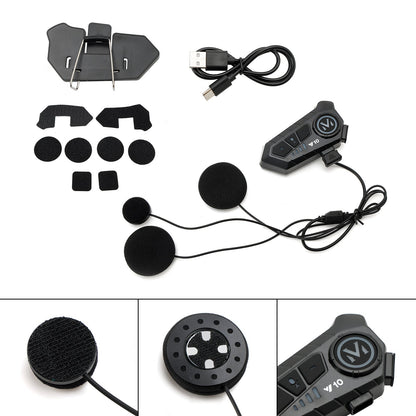 Universal Speaker Player Helmet Bluetooth Earphone Headset Black For Motorcycle