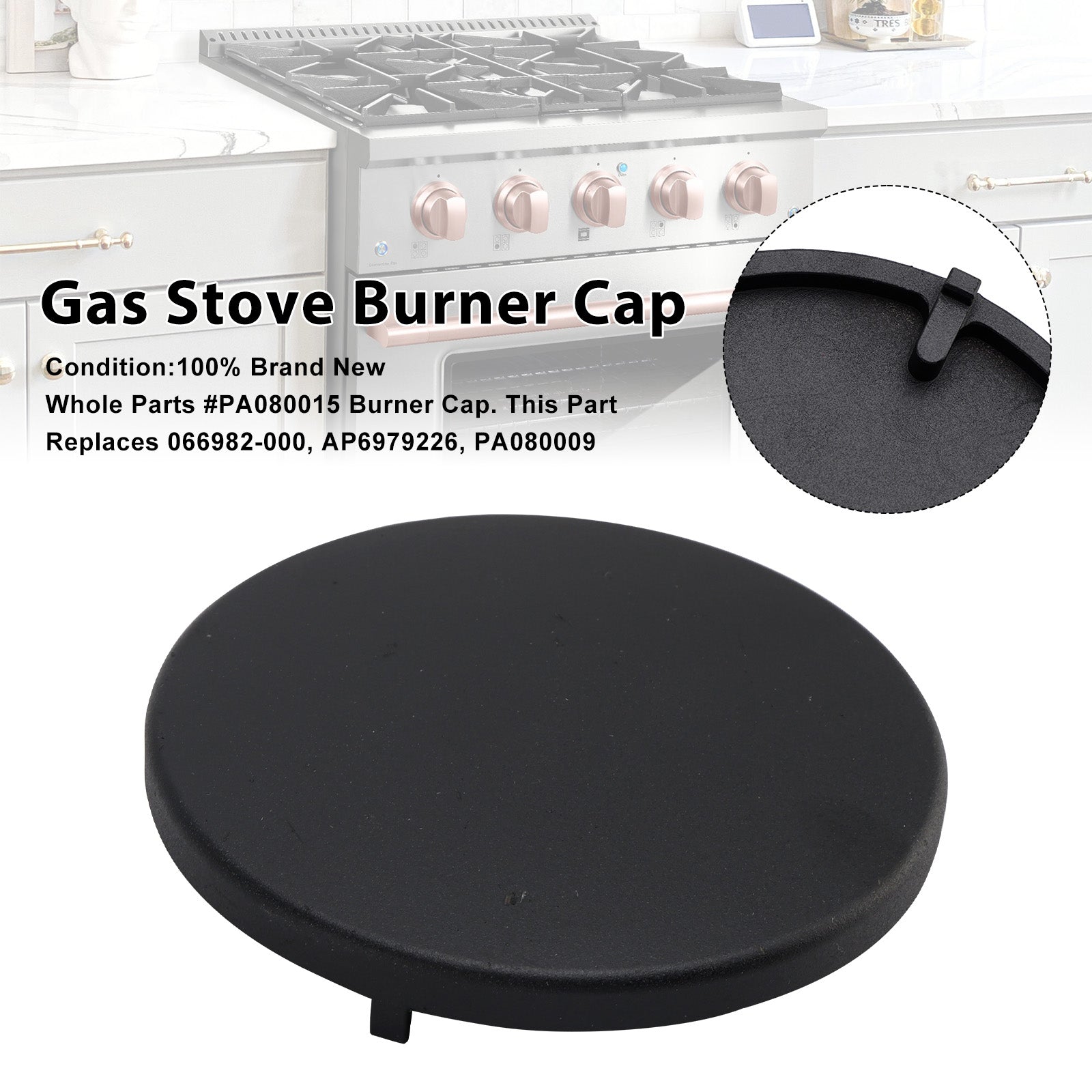 Burner Cap Part # PA080015 Fit for Some Viking Gas Ranges Appliance - Replaces 066982-000 Models