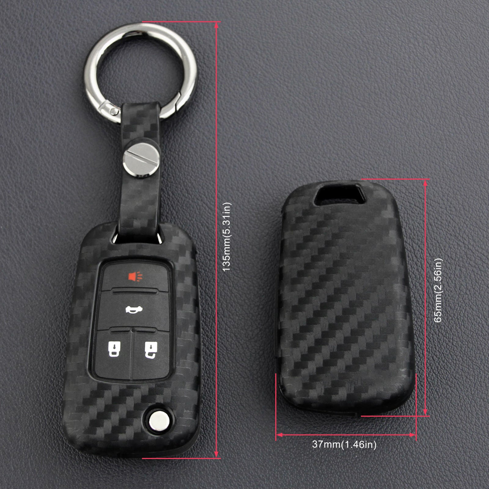 Leather Silicone Car Key Case Cover With Buckle For Chevrolet