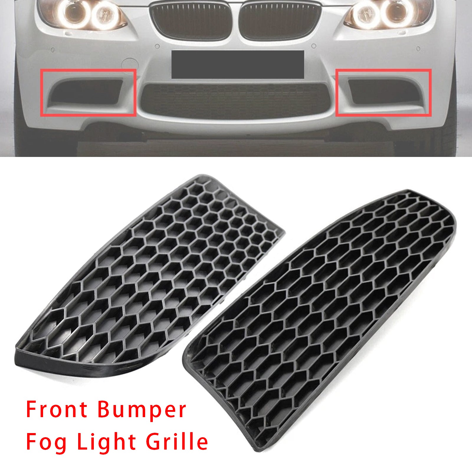 Front Bumper Fog Light Grille For BMW 3 Series E90 E92 E93 M3 Style 2009-2011