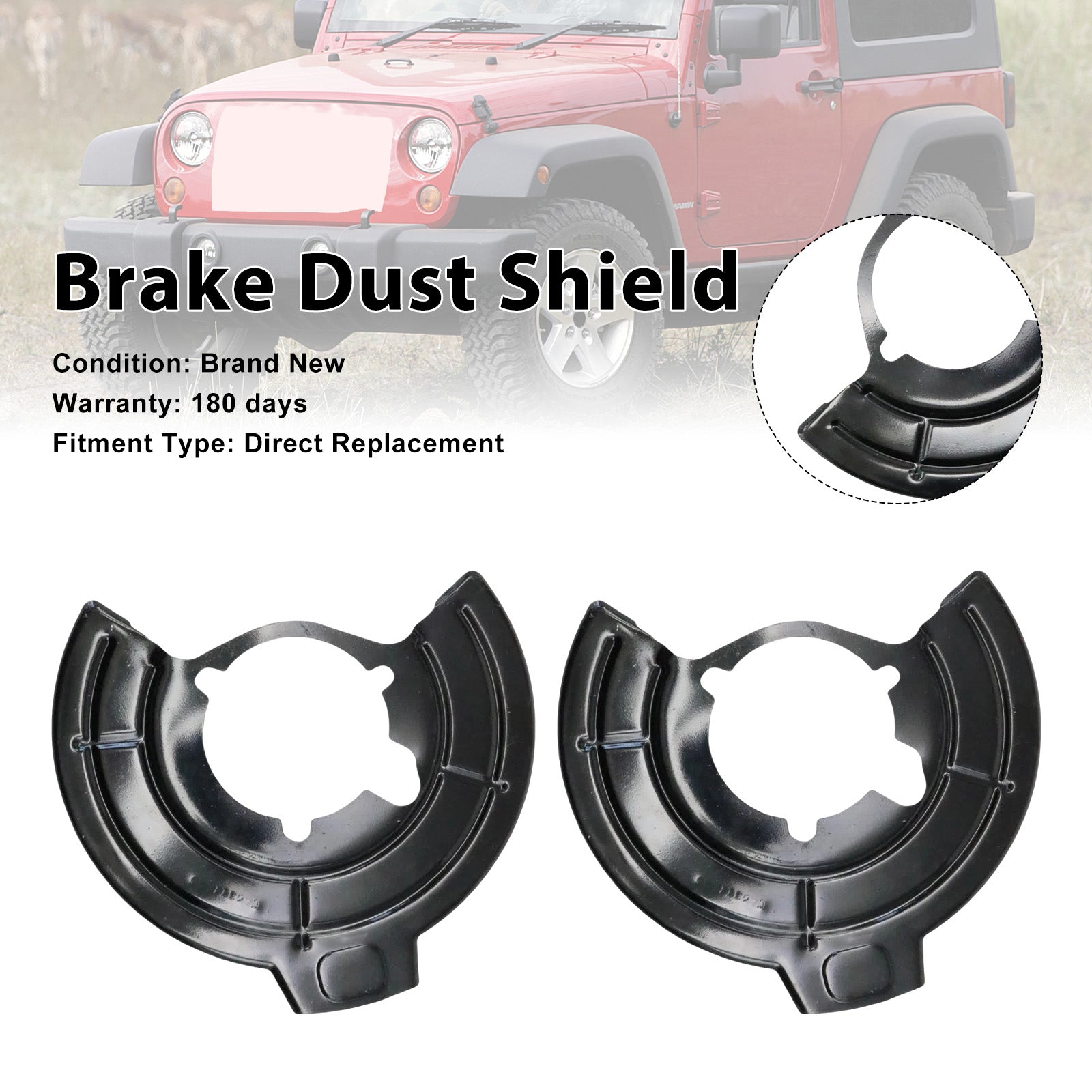 Left & Right Brake Dust Shield 68043286AB Fit Jeep Wrangler JK 2007-2018 Black