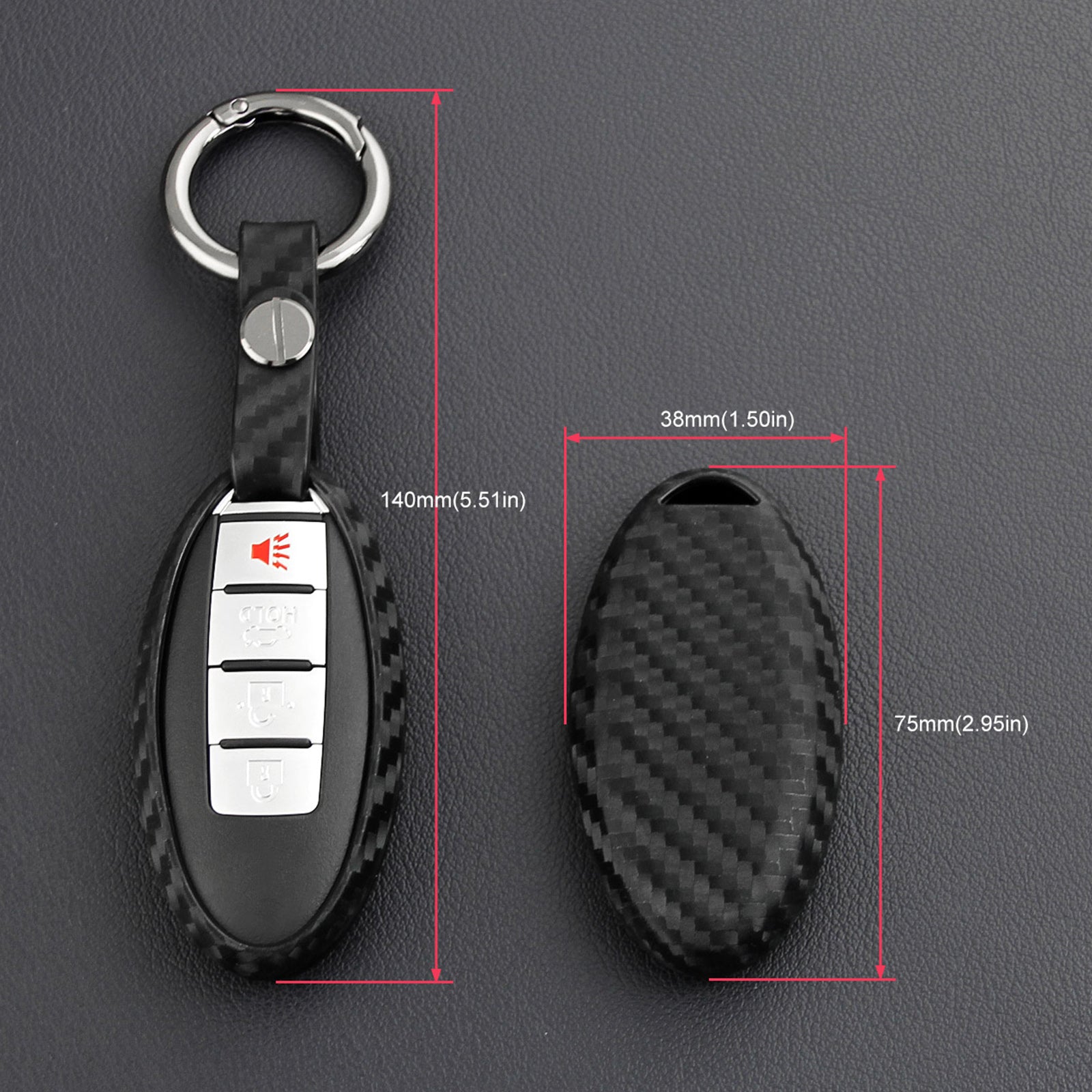Leather Silicone Car Key Case Cover With Buckle For Nissan