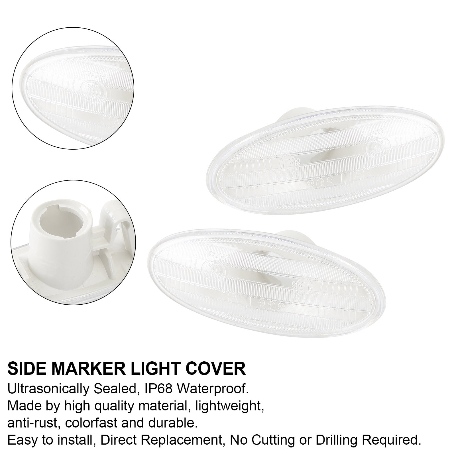 2X Clear Side Marker Lamp Turn Signal Light Housing for 2010-2013 for Nissan Qashqai LCI (J10) 26160-89900