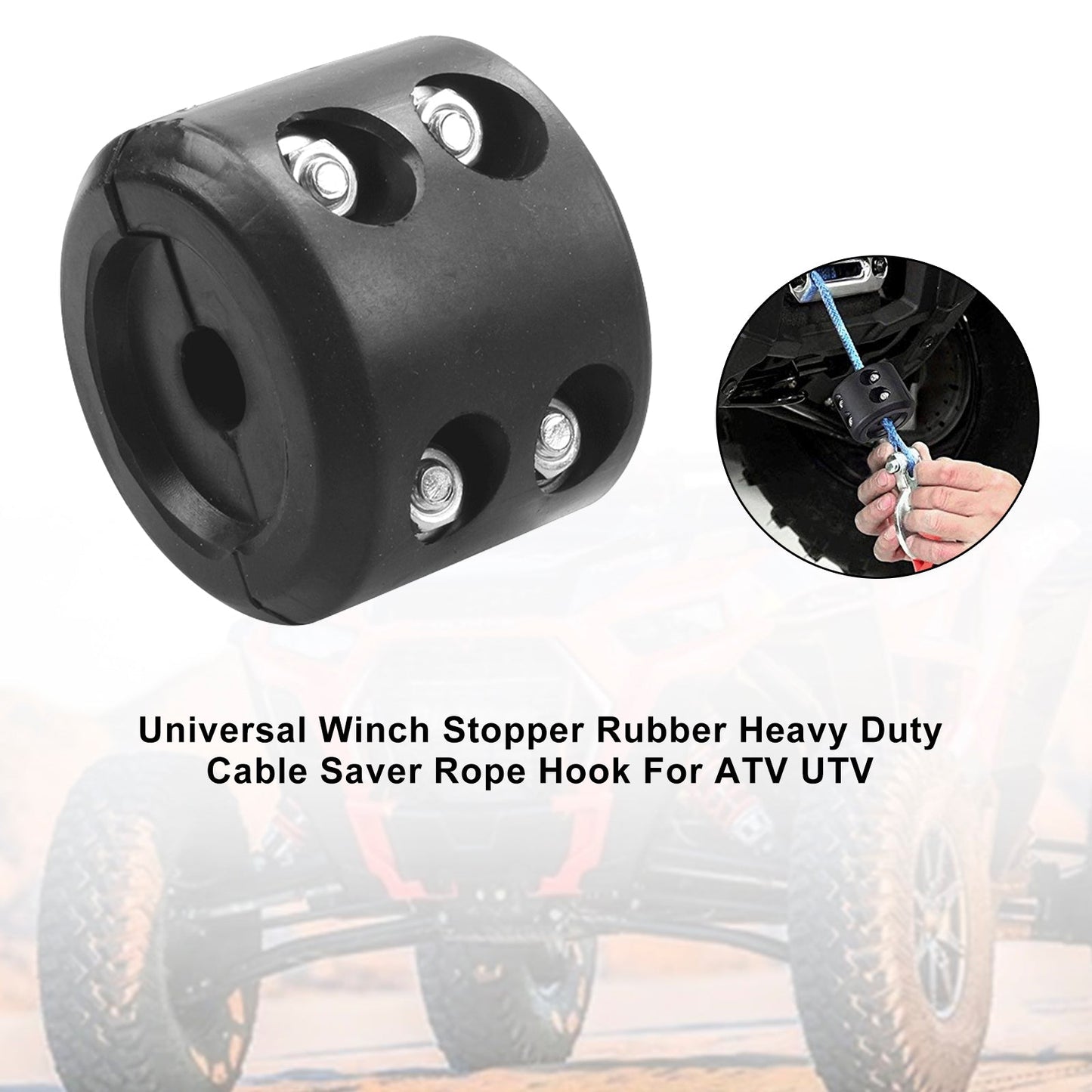 Universal Winch Stopper Rubber Heavy Duty Cable Saver Rope Hook For Atv Utv