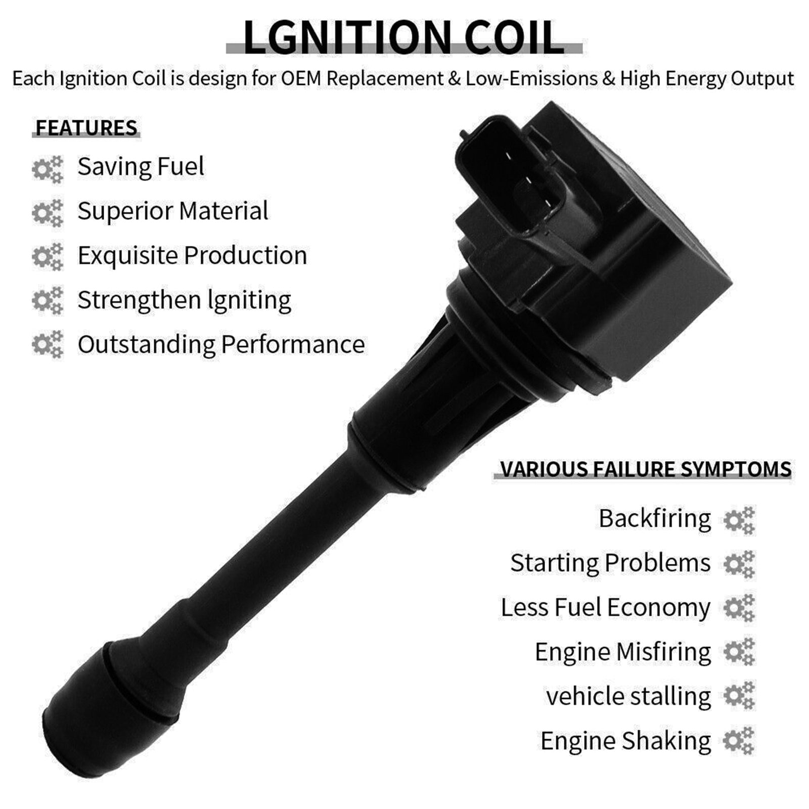 2009-2019 Nissan Maxima 3.5L V6 6 Ignition coil+6 Spark Plug UF550 2-50150 C1670,2-50150 Generic