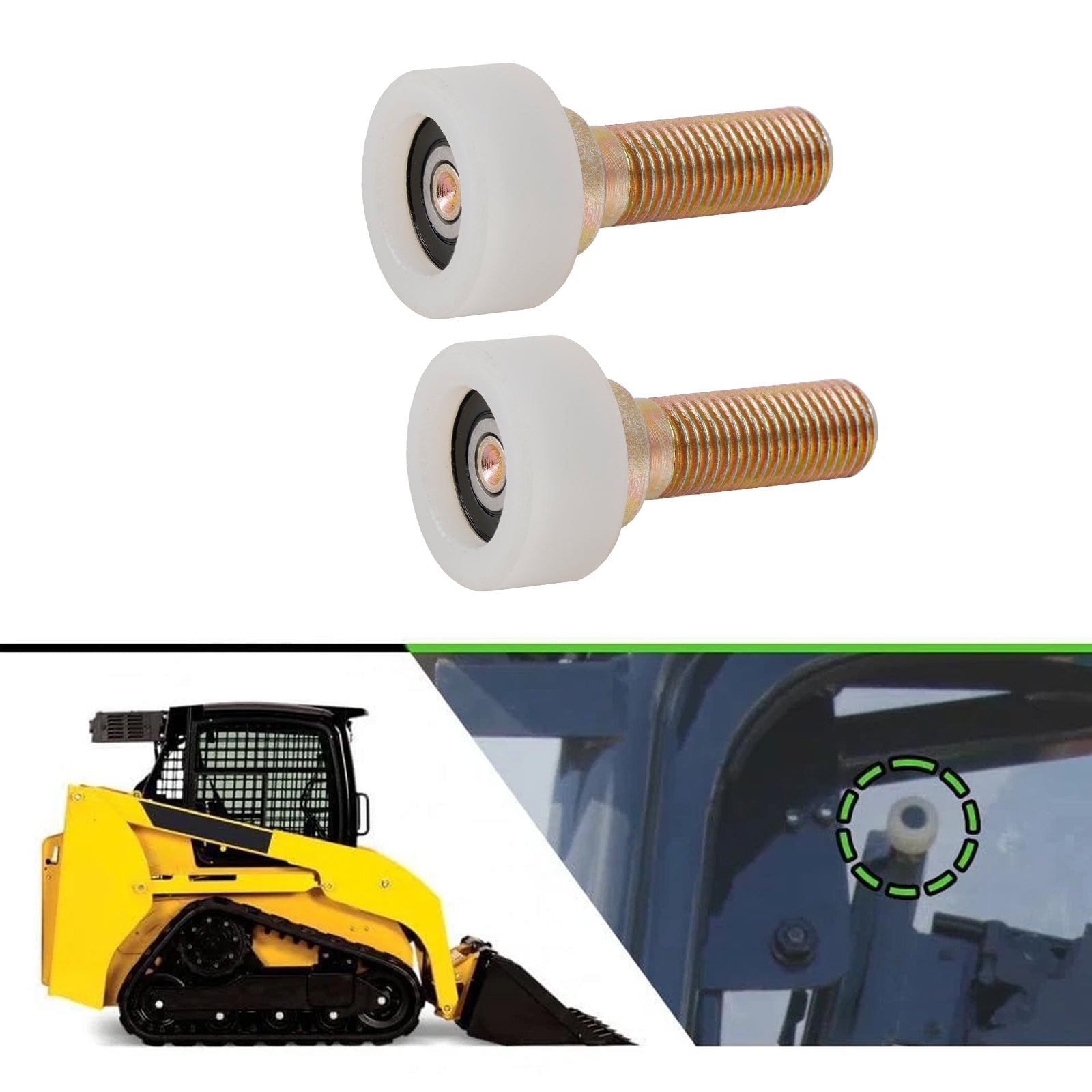 2Pcs Cab Door Roller AT319018 Fits For John Deere Skid Steer 240 250 260 270
