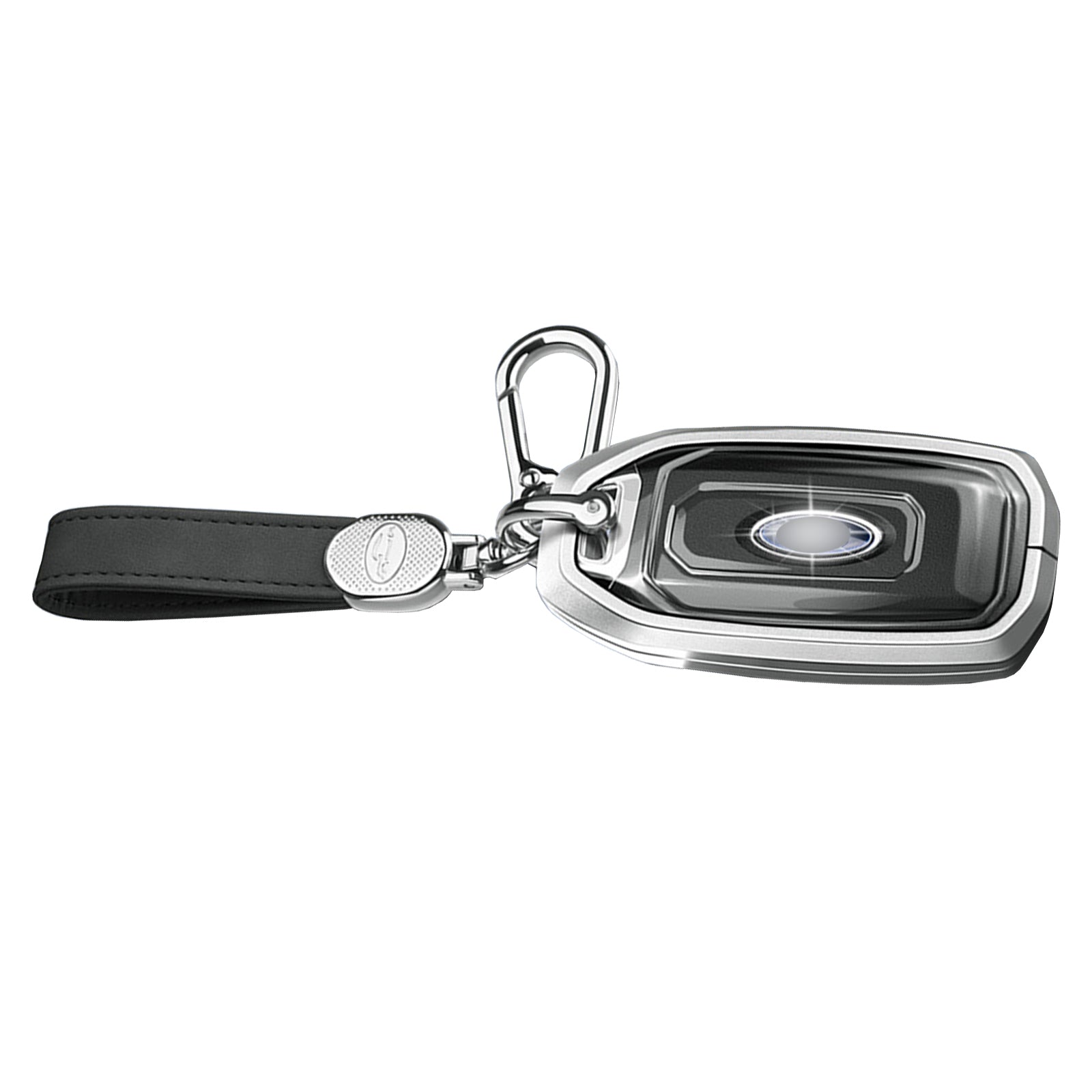 Aluminum Alloy TPU Silvery Car Key Case Cover With Buckle For Ford