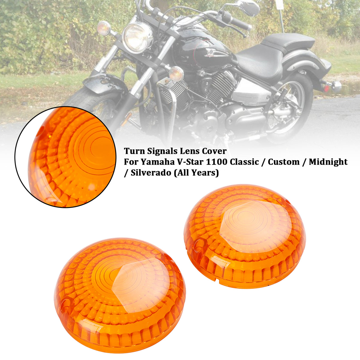 Front/Rear Turn Signals Lens Cover For Yamaha V-Star1100 XVS650 Road Star Amber