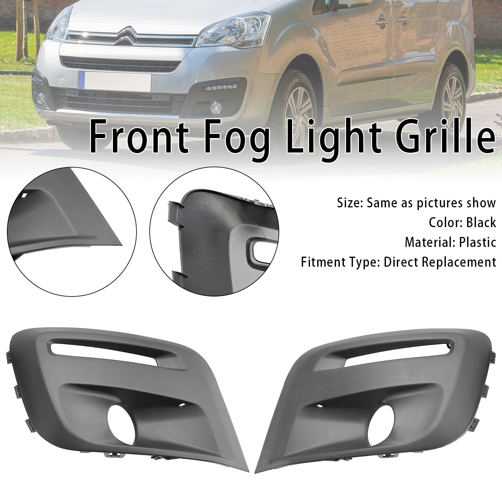 2015-2018 Citroen Berlingo Front Bumper Foglight Grille 1513564680 9810965777