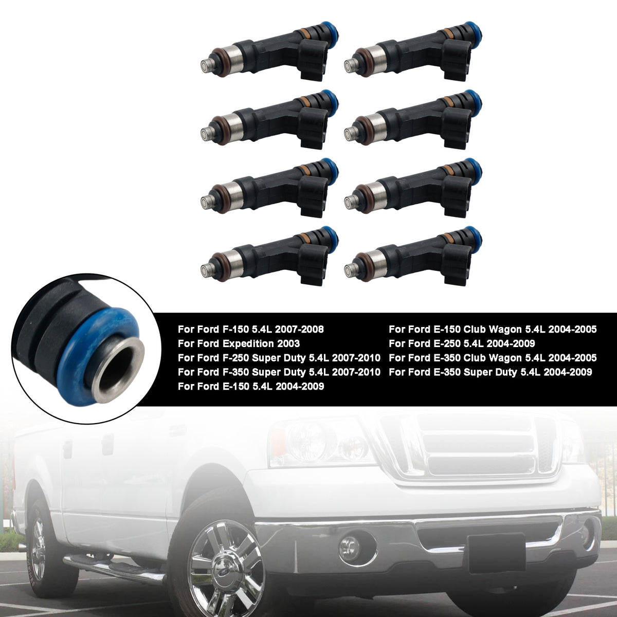 8PCS Fuel Injector 0280158138 Fit Ford F150 F-150 5.4L 2007-2009 E150 E250
