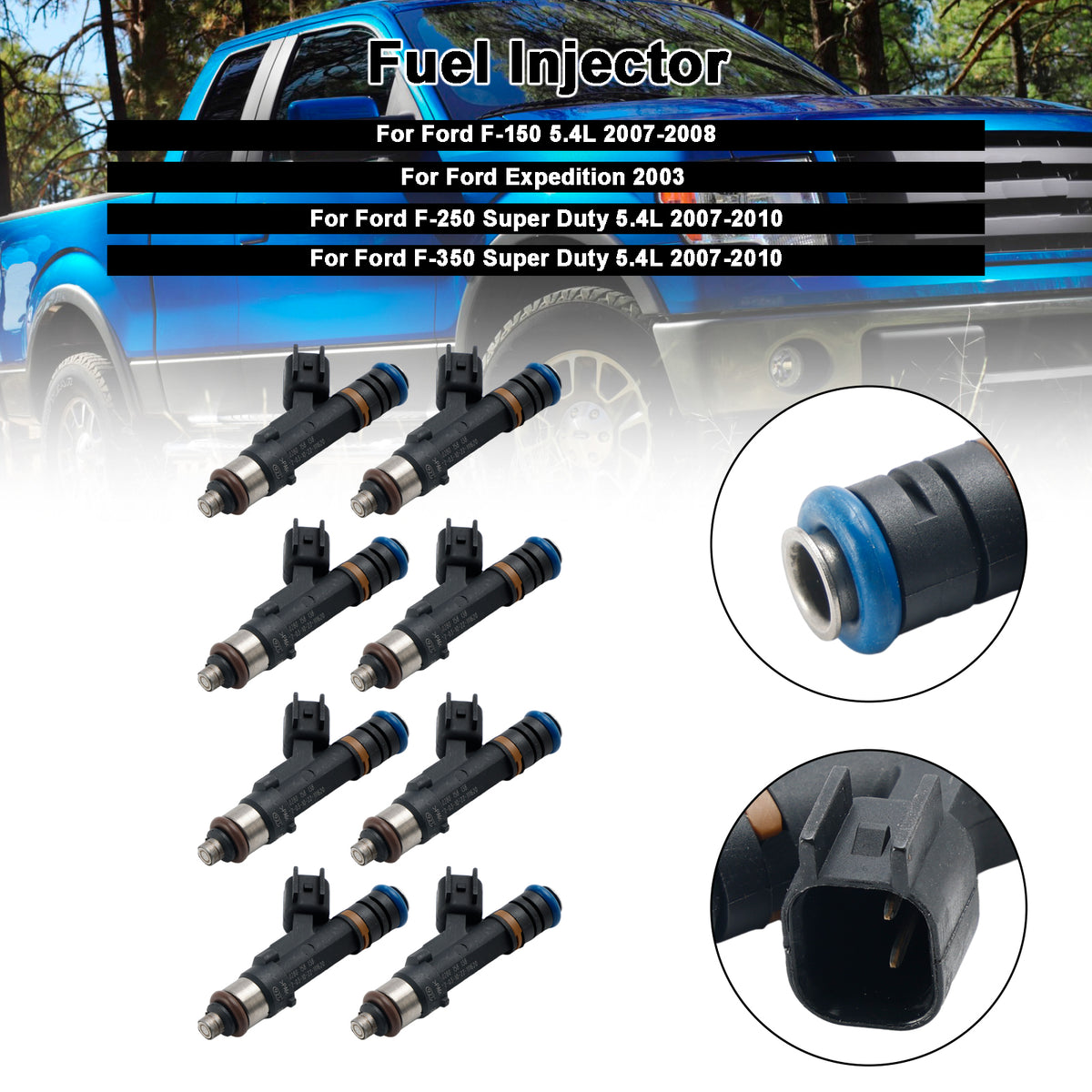 2007-2010 Ford F-350 Super Duty 5.4L 8PCS Fuel Injector 0280158138 7C3E-AB Generic