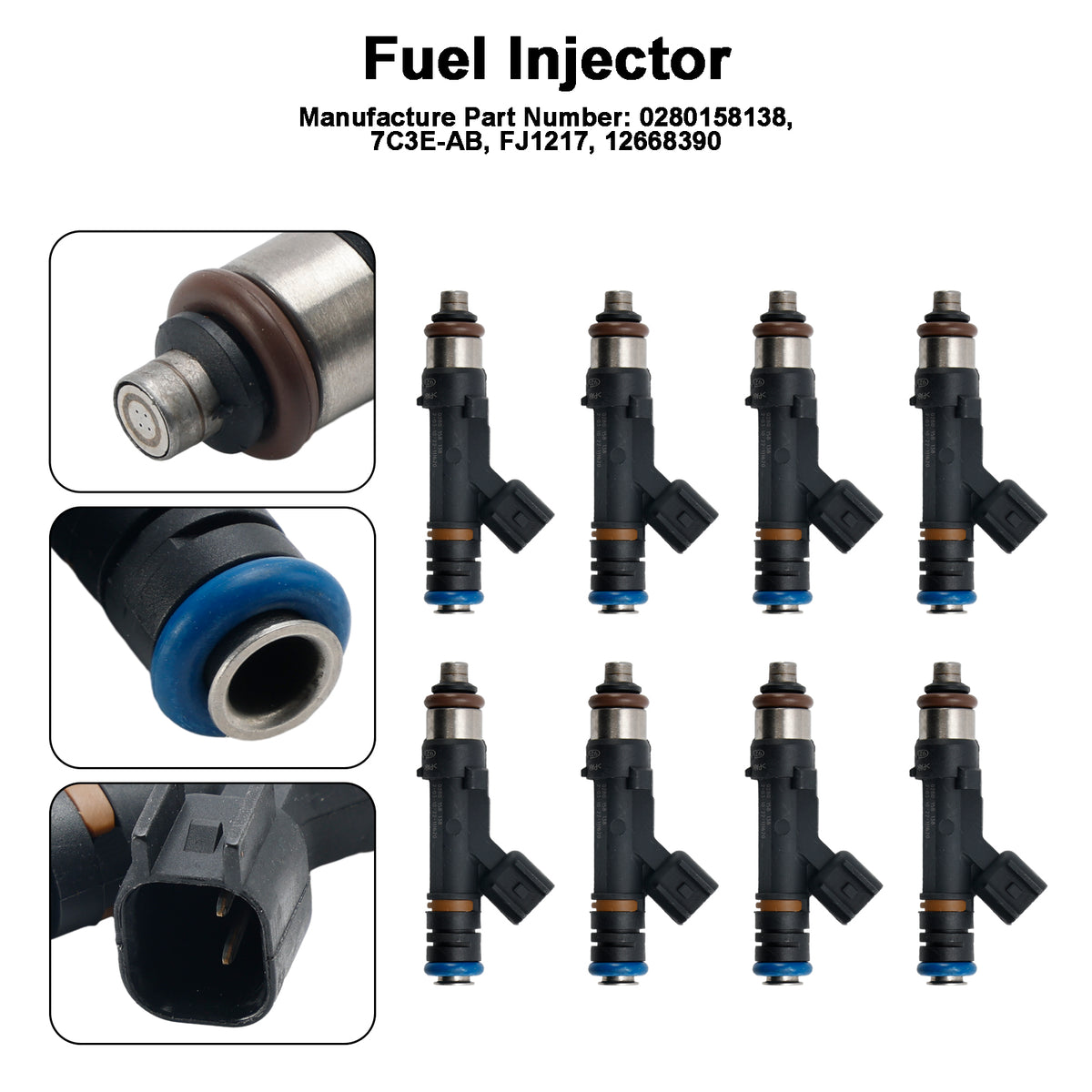 8PCS Fuel Injector 0280158138 Fit Ford F150 F-150 5.4L 2007-2009 E150 E250