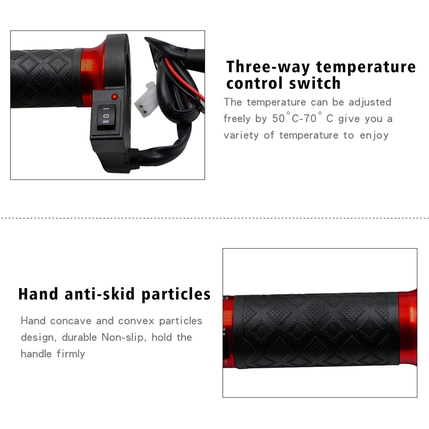 Universal 12V Heated Grips Cnc Handlebar Warm Heater 7/8" Red For Motorcycle