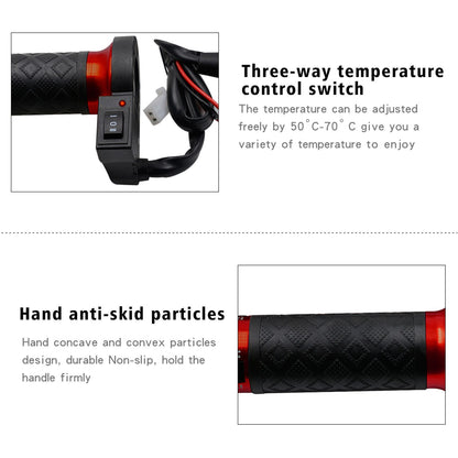 Universal 12V Heated Grips Cnc Handlebar Warm Heater 7/8" Red For Motorcycle