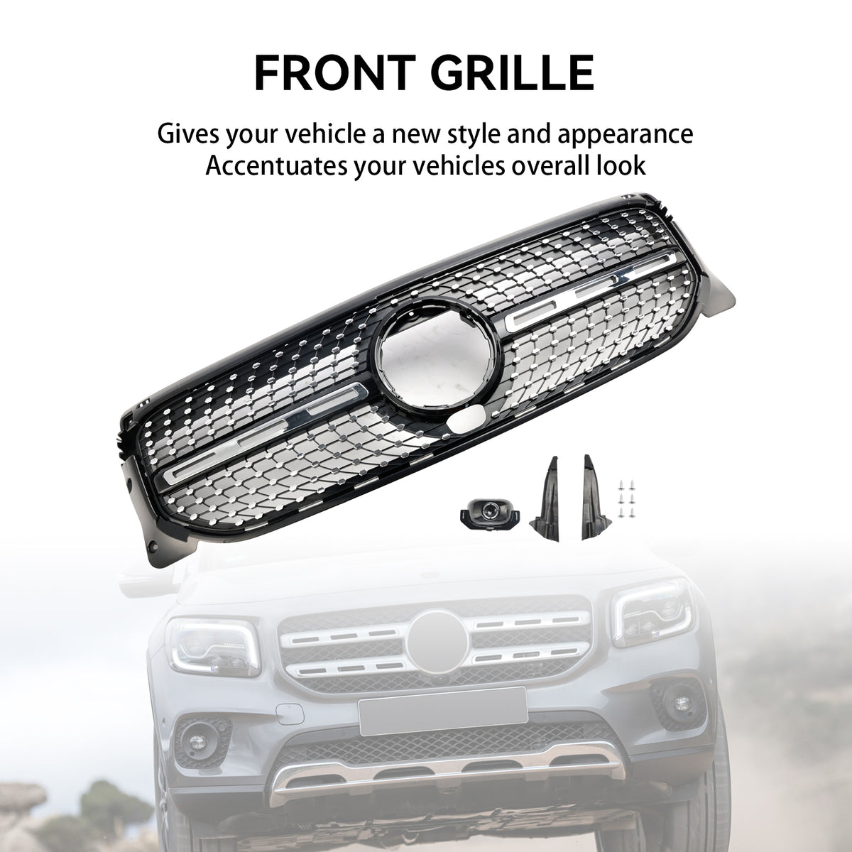 Diamond Front Bumper Grille Grill Fit Mercedes Benz GLB X247 2020-2023